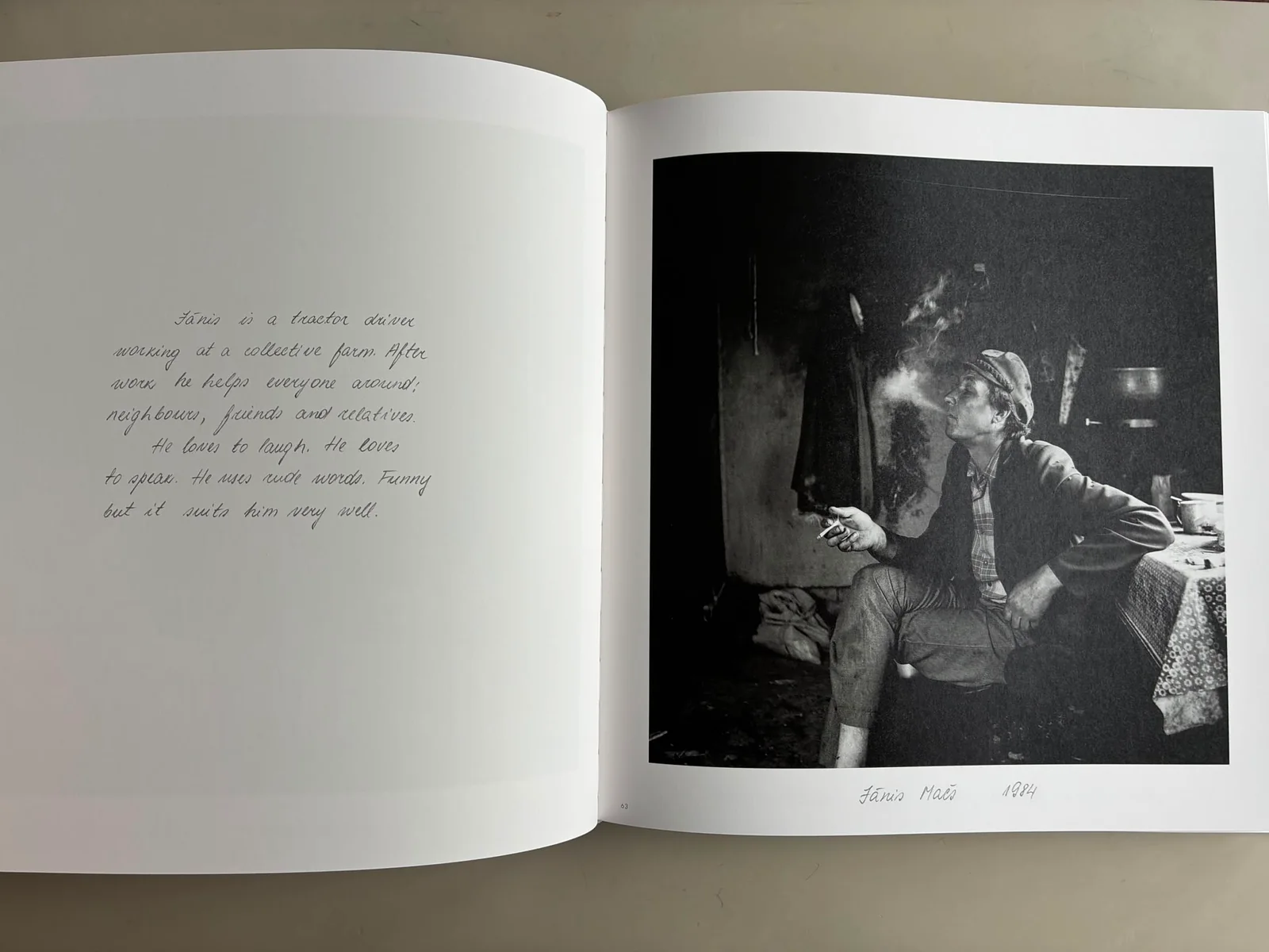 Photographed spread featuring Jānis Mačs